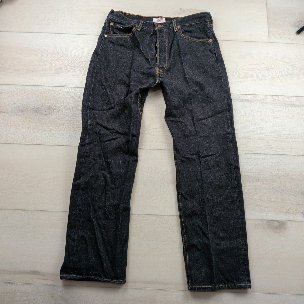 Vintage Y2K Levis 501 Blue Dark Wash Denim Jeans Mens 35x32 (Fits 33x30)